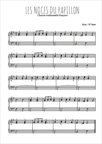 Téléchargez l'arrangement pour piano de la partition de Les noces du papillon en PDF